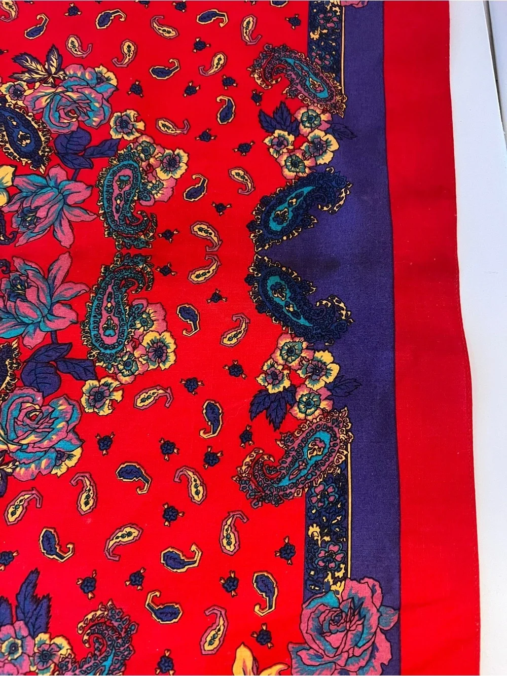 VTG Cotton USA 13960 Bandana Red Floral Paisley